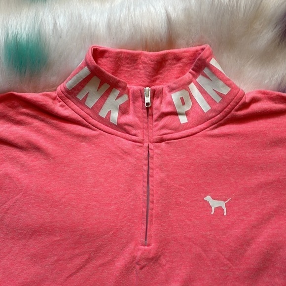 Pink‎ Victoria’s Secret Pink Long Sleeve Quarter Zip Sweatshirt Pullover Size M - Picture 2 of 6
